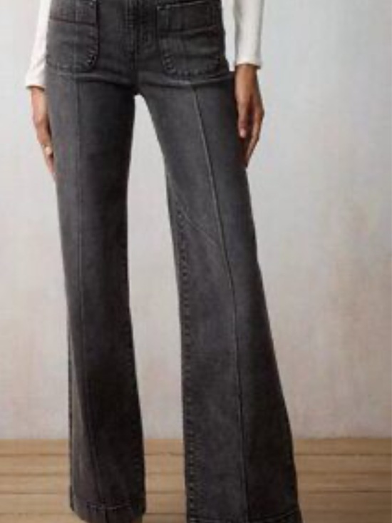LC Lauren Conrad Denim - LC Lauren Conrad Super High-Waist Wide Leg Trouser Jeans Washed Black Denim